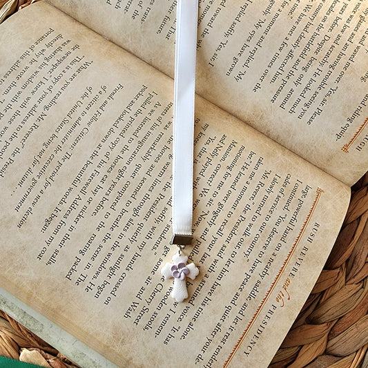 Floral Cross Ribbon Bookmark